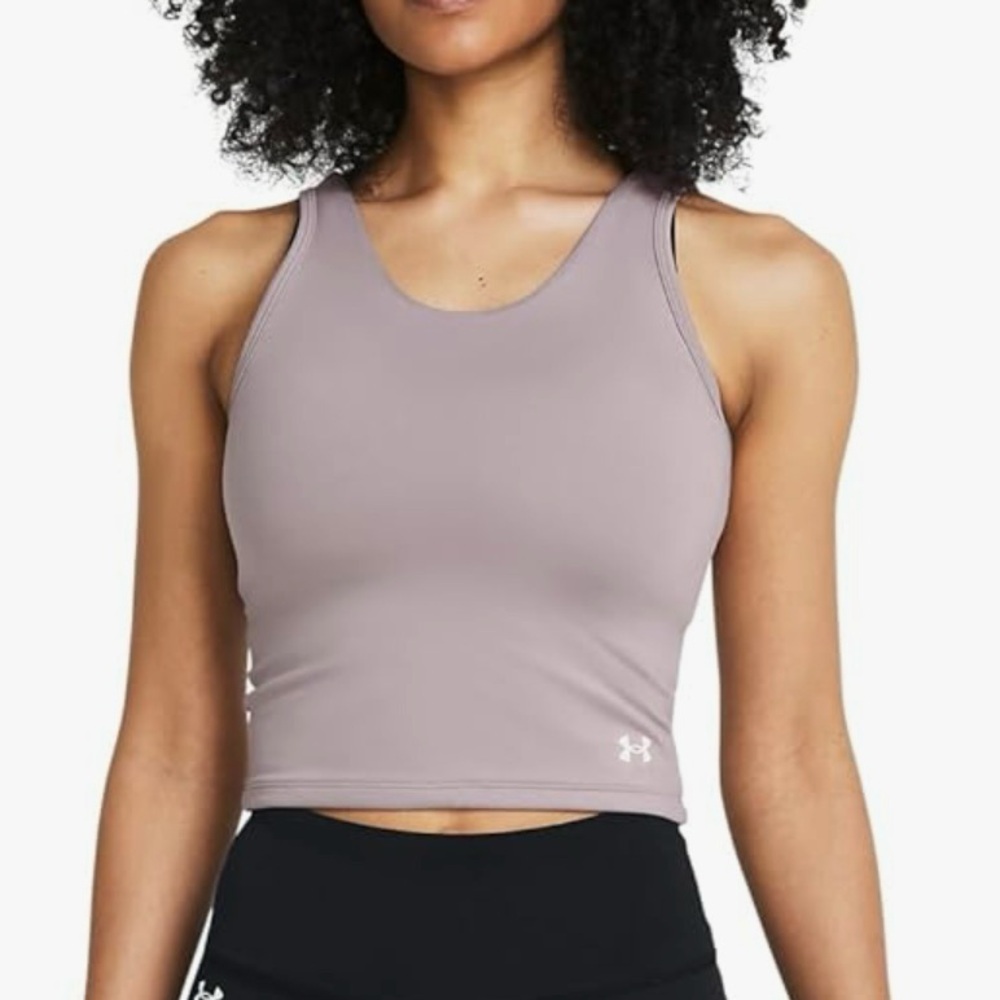 UNDER ARMOUR Tetra Gray Motion Cropped Tank Top Active Lounge Scoop Neck Size XL